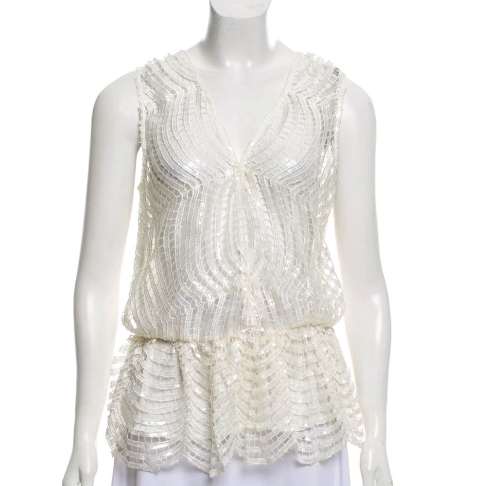 Derek Lam 10 Crosby Crochet Accent Sleeveless Top Small